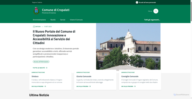 Security scan screenshot of https://www.comune.cropalati.cs.it
