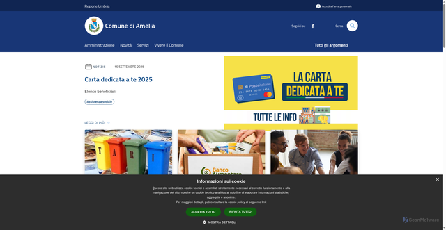 Security scan screenshot of https://www.comune.amelia.tr.it/it
