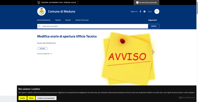 Security scan screenshot of https://www.comune.meduno.pn.it/