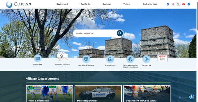 Security scan screenshot of https://villageofgraftonwi.gov/