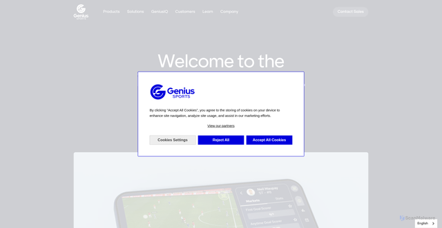 Security scan screenshot of https://www.geniussports.com/