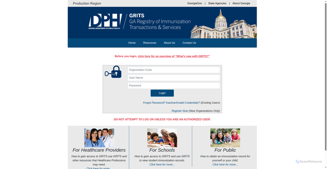 Security scan screenshot of https://www.grits.state.ga.us/