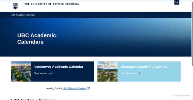 Security scan screenshot of https://calendar.ubc.ca