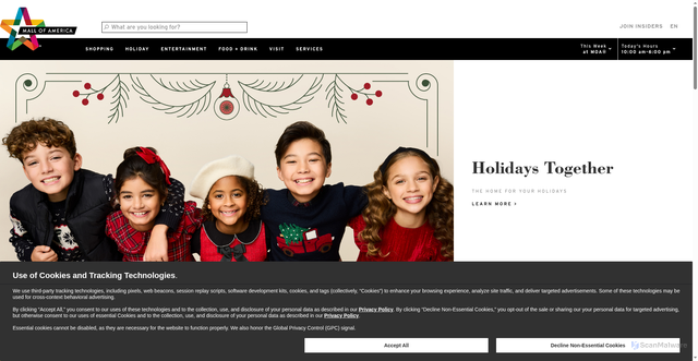 Security scan screenshot of https://www.mallofamerica.com/