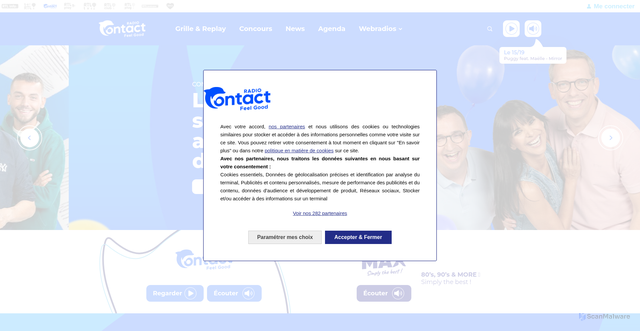 Security scan screenshot of https://www.radiocontact.be