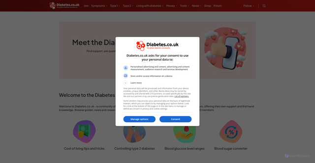 Security scan screenshot of https://diabetes.co.uk