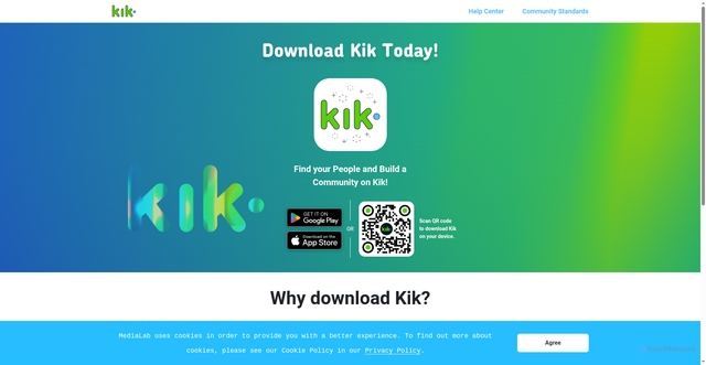 Security scan screenshot of https://kik.com