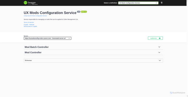 Security scan screenshot of https://uxmodsconfig.orders.vpsvc.com