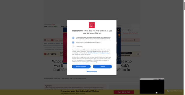 Security scan screenshot of https://m.economictimes.com/news/international/us/who-is-hasan-piker-the-left-wing-influencer-who-was-live-streaming-when-news-of-charlie-kirks-death-broke-and-was-scheduled-to-debate-him-in-two-weeks/articleshow/123866076.cms