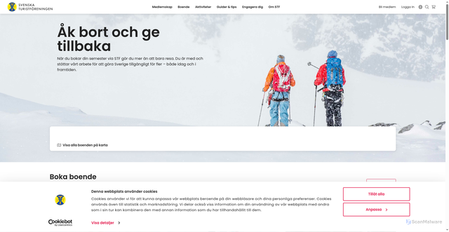 Security scan screenshot of https://boka.svenskaturistforeningen.se/