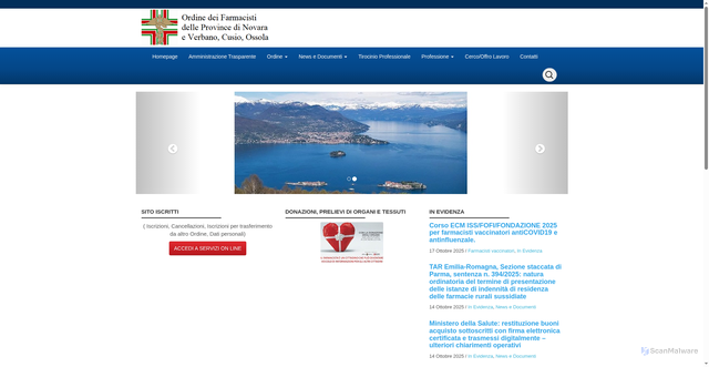 Security scan screenshot of https://ordinefarmacistinovco.it/