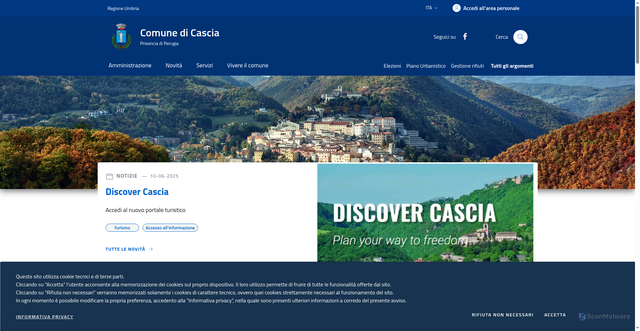Security scan screenshot of https://www.comune.cascia.pg.it/