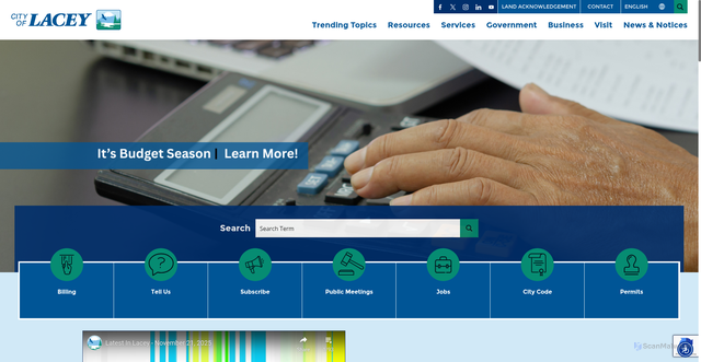 Security scan screenshot of https://cityoflacey.org/