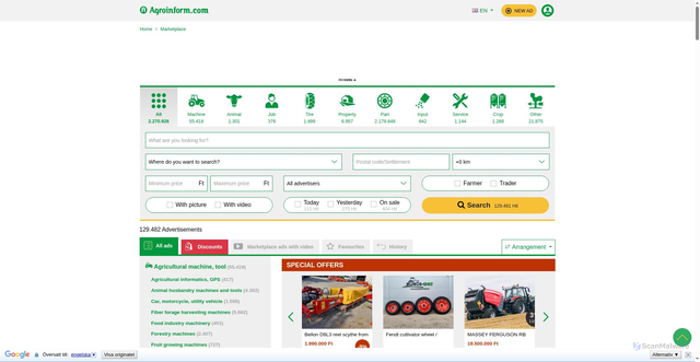 Security scan screenshot of https://www.agroinform.com