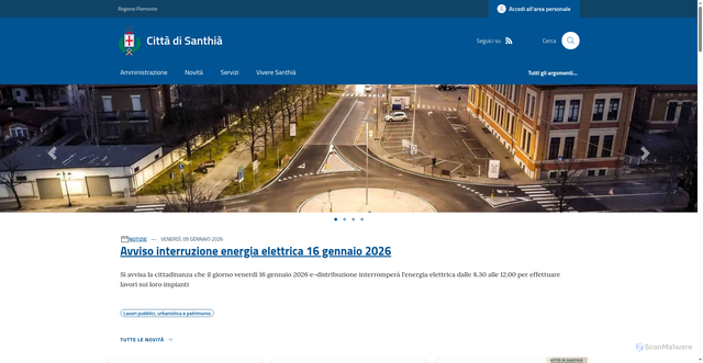 Security scan screenshot of https://www.comune.santhia.vc.it/