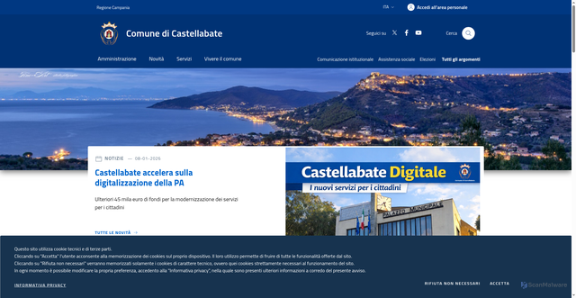 Security scan screenshot of https://www.comune.castellabate.sa.it/