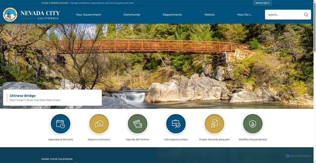 Security scan screenshot of https://nevadacityca.gov/