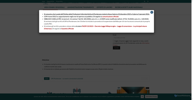 Security scan screenshot of https://www.opipordenone.it/