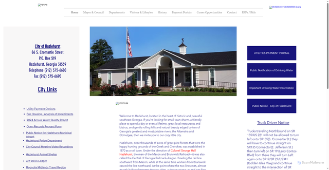Security scan screenshot of https://www.hazlehurstga.gov/