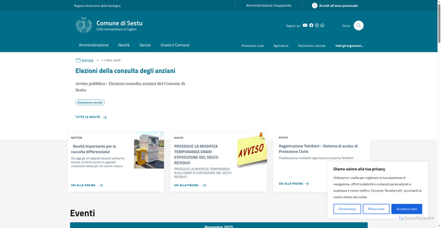 Security scan screenshot of https://comune.sestu.ca.it/