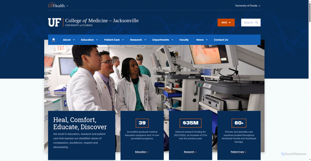 Security scan screenshot of https://med.jax.ufl.edu