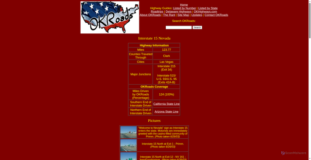 Security scan screenshot of www.okroads.com
