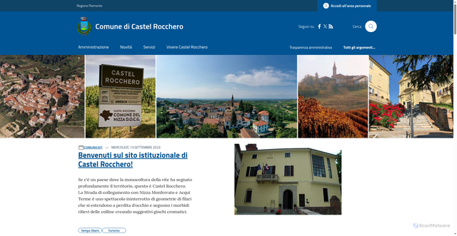 Security scan screenshot of https://www.comune.castelrocchero.at.it/