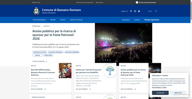Security scan screenshot of https://www.comune.bassanoromano.vt.it