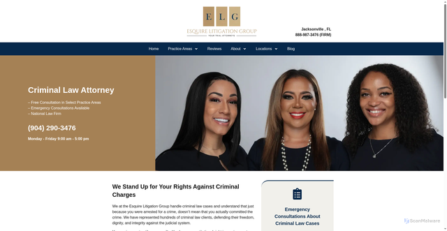 Security scan screenshot of https://esquirelitgroup.com/criminal-law/