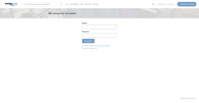 Security scan screenshot of https://platform.swaperty.eu/de/login