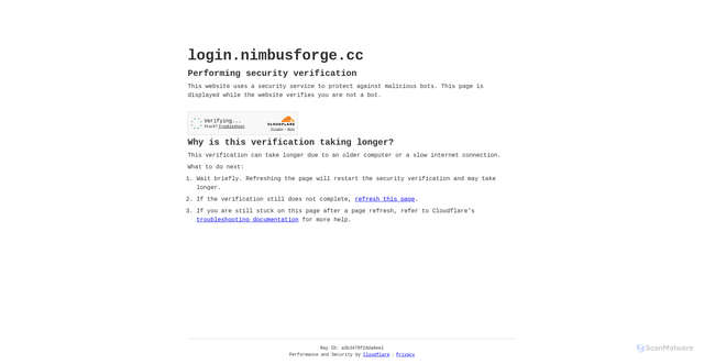 Security scan screenshot of https://login.nimbusforge.cc