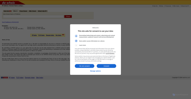Security scan screenshot of https://dlcache.com