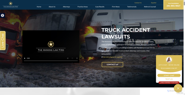 Security scan screenshot of https://www.ammonslaw.com/houston-truck-accident-lawyer/