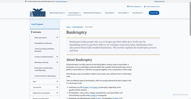 Security scan screenshot of https://www.uscourts.gov/court-programs/bankruptcy