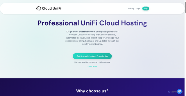Security scan screenshot of https://cloudunifi.com