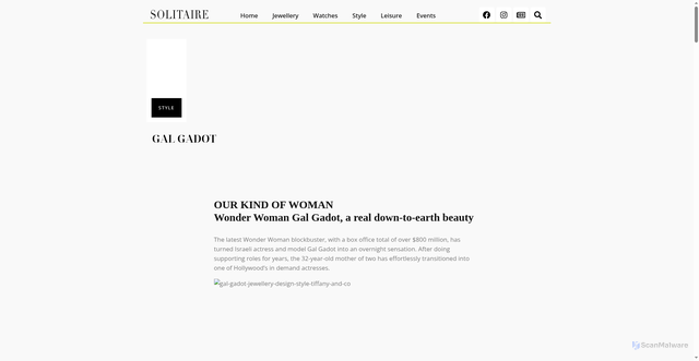 Security scan screenshot of https://www.solitairemagazine.com/gal-gadot/
