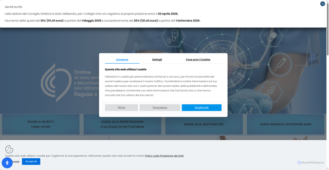 Security scan screenshot of https://www.tsrmragusa.it