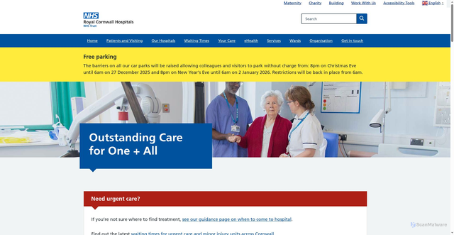 Security scan screenshot of https://royalcornwallhospitals.nhs.uk/