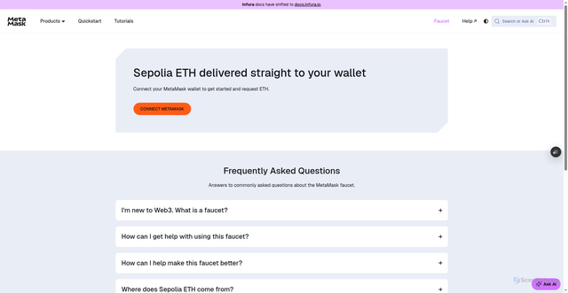 Security scan screenshot of https://metamask-docs-fbv47wj26-consensys-ddffed67.vercel.app/developer-tools/faucet/