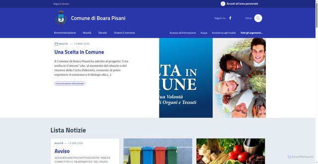 Security scan screenshot of https://comune.boarapisani.pd.it/