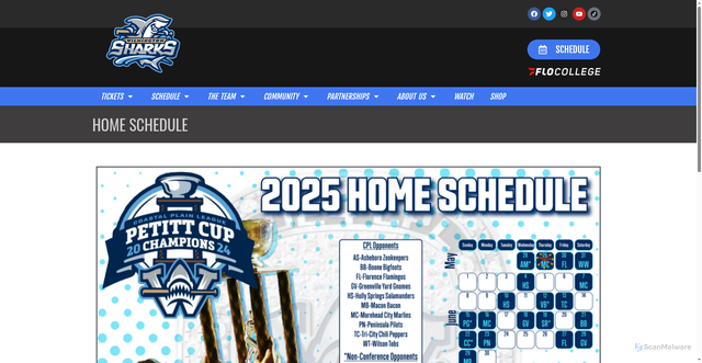 Security scan screenshot of https://wilmingtonsharks.com/home-schedule/