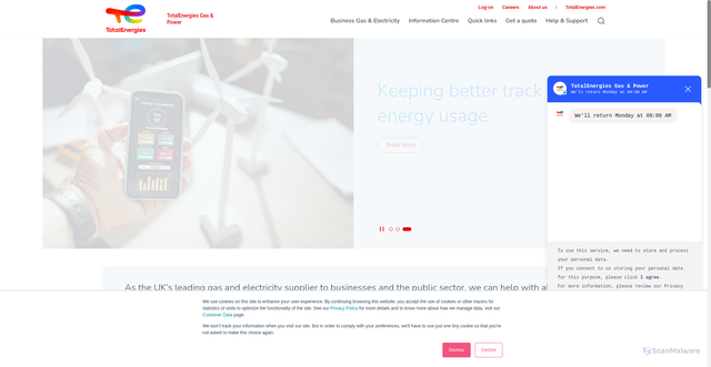 Security scan screenshot of https://business.totalenergies.uk