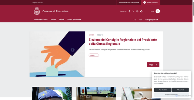 Security scan screenshot of https://www.comune.pontedera.pi.it/