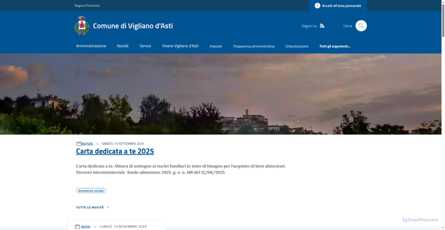 Security scan screenshot of https://www.comune.vigliano.at.it/