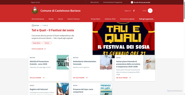 Security scan screenshot of https://www.comune.castelnovobariano.ro.it/