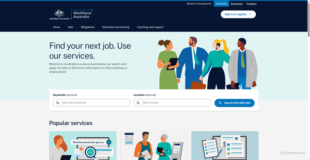 Security scan screenshot of https://www.workforceaustralia.gov.au
