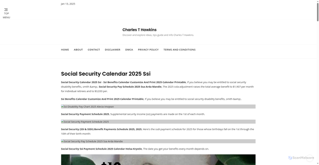 Security scan screenshot of https://charlesthawkinsm-6or.pages.dev/sulwk-social-security-calendar-2025-ssi-duchd/