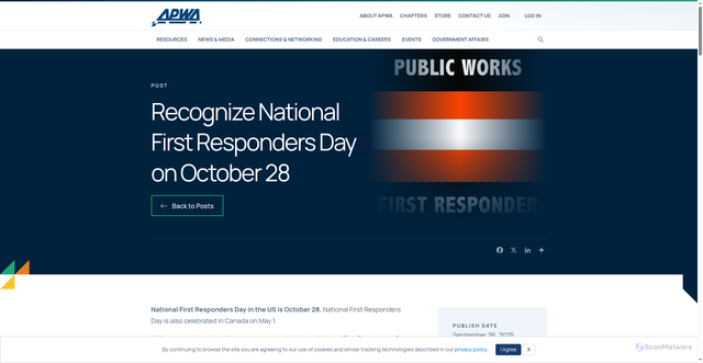 Security scan screenshot of https://www.apwa.org/news-and-announcements/recognize-national-first-responders-day-on-october-28-2/