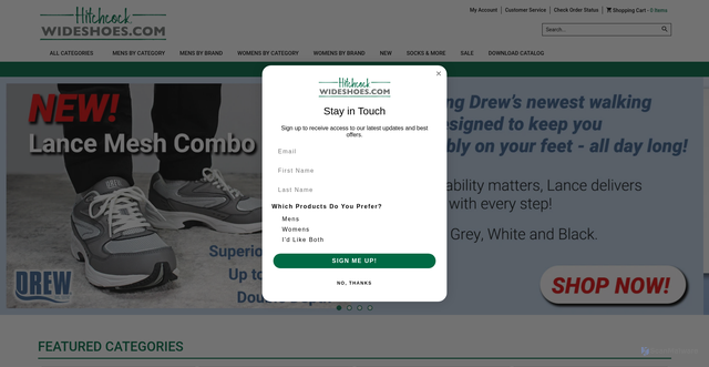 Security scan screenshot of https://wideshoes.com