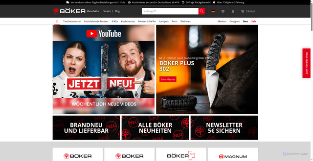 Security scan screenshot of https://boker.de